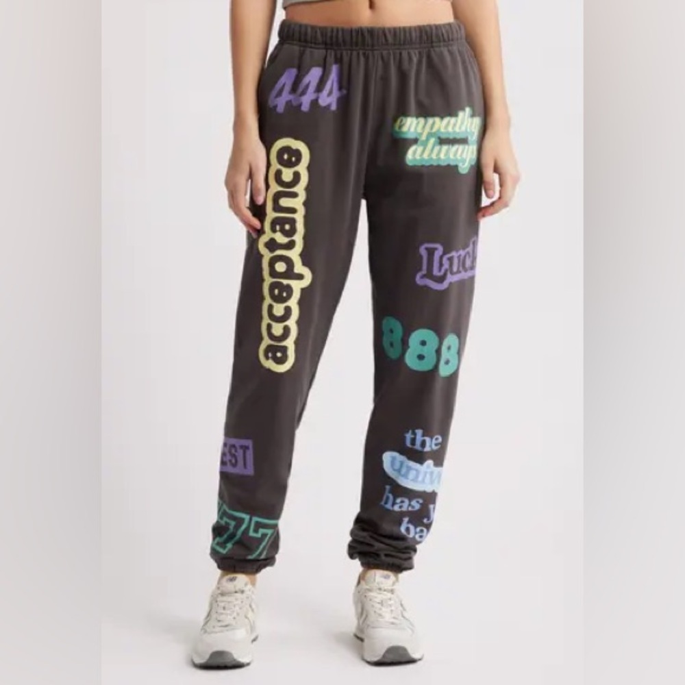 The Mayfair Group Empathy Always Graphic Sweatpants Black Joggers XS